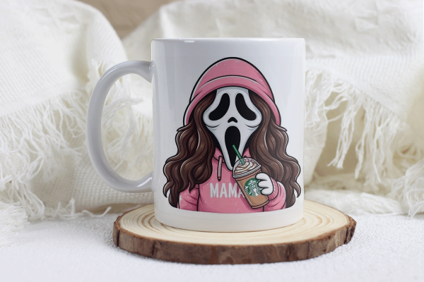 Tasse 300ml - Weiß / Halloween Mama Ghostface